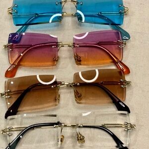 BLUE Frameless Dainty Sunglasses